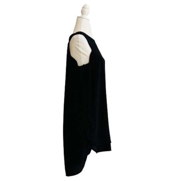 Monteau Dress LBD Black Sleeveless High Low Hem Open Draped Back Dress Small - Picture 7 of 12